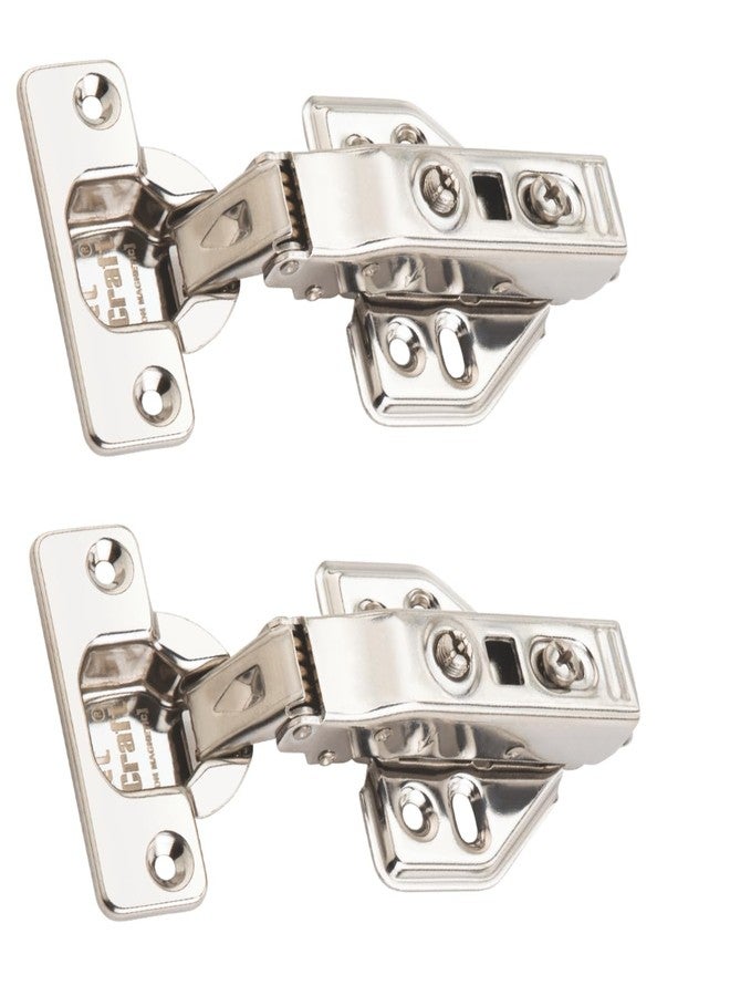 Met Craft 0 Degree Stainless Steel Non Magnetic Heavy Soft Close Hydraulic Concealed Hinges for Full Overlay Door Pack of 1 Pair (0 Degree Crank, Silver) - Image 1